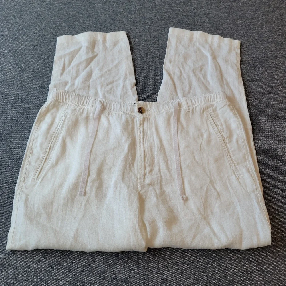 NWT Club Room Luxury Pants Men's XL Linen White Drawstring Beach Preppy Casual